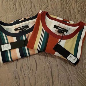 *LOT OF 2* FASHION NOVA MEN Relaxed Striped Short Sleeve Tees, Size XL, NwT